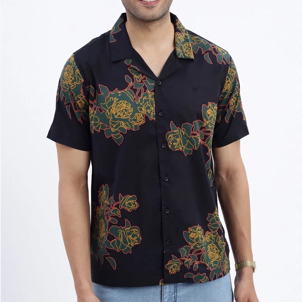 Billabong XXL Black Floral Button-Down Shirt Short Sleeve‎ Surf Beach Casual